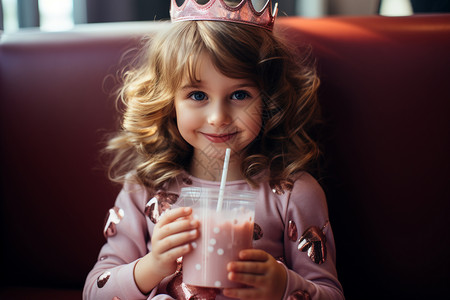 外国小女孩戴着皇冠图片