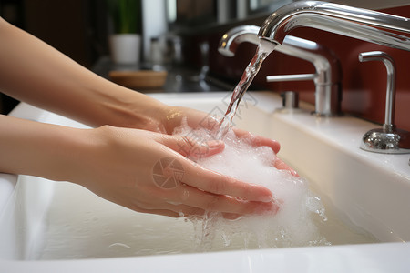 泡沫洗手清晨洗手背景