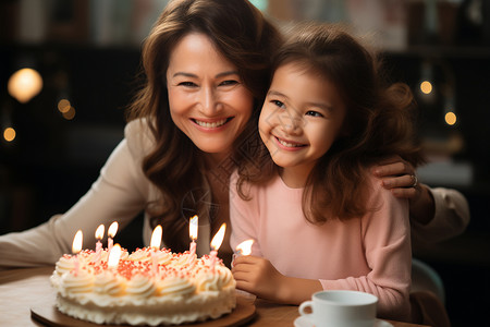 母女庆祝生日背景图片