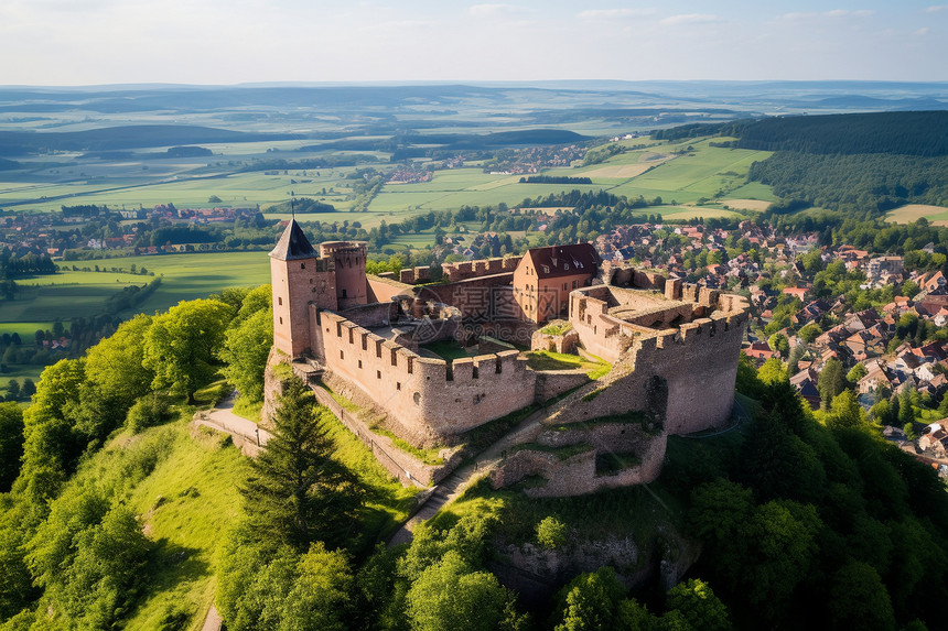 山顶古典的欧洲城堡建筑图片
