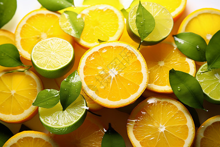 夏季清凉的柑橘片背景图片