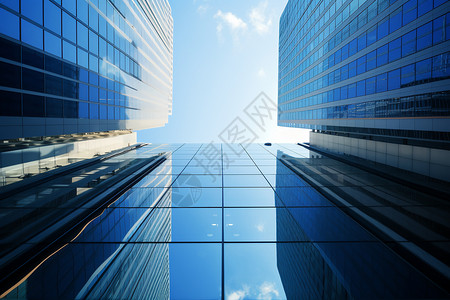 现代城市中的玻璃外墙建筑图片