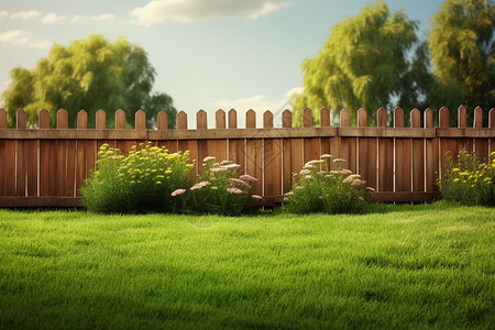 草地栅栏篱笆花园里的篱笆墙背景
