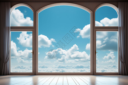 蓝天下的美丽建筑图片蓝天下的落地窗设计图片