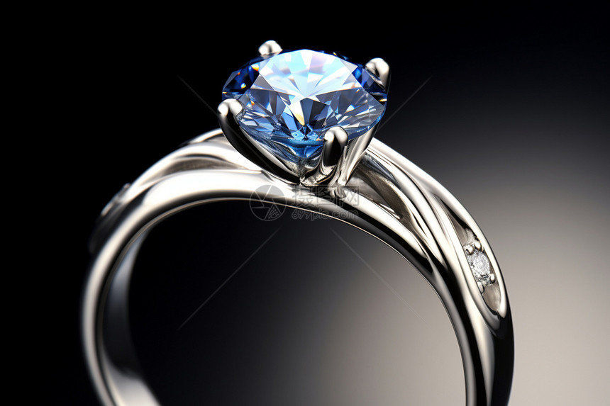 蓝色的钻石戒指图片