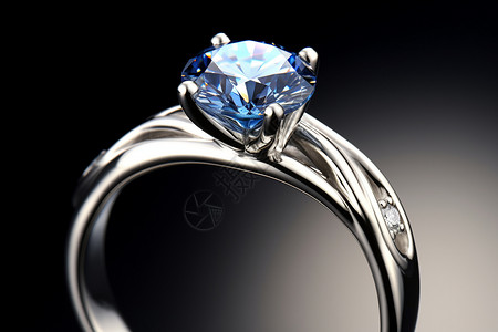 蓝色的钻石戒指背景图片