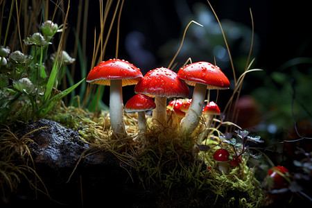 鲜艳的毒蘑菇背景