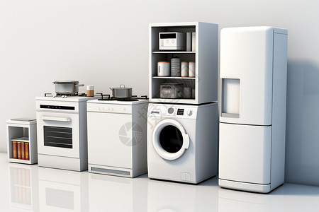 家居洗衣机家庭的现代电器插画