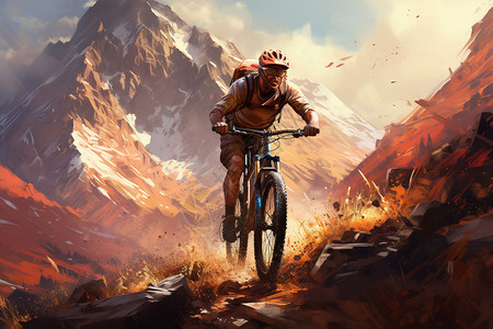 大山里骑山地骑的人背景图片