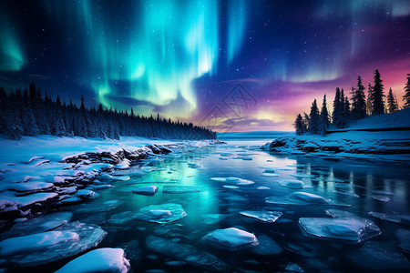 冰湖上的美丽景色高清图片
