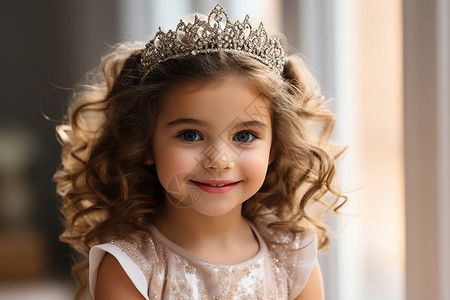 戴皇冠的小公主的微笑图片