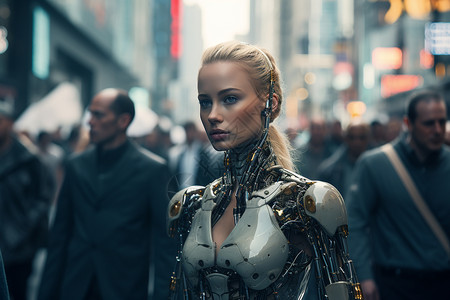 先进人脑未来的女机器人背景