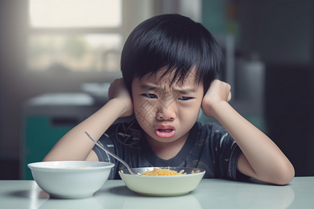 孩子吃饭不高兴的表情图片