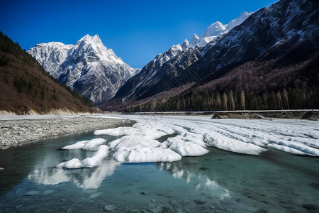 雪域景色冰川下的雪域王国背景