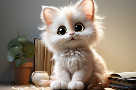 可爱的白色猫咪图片