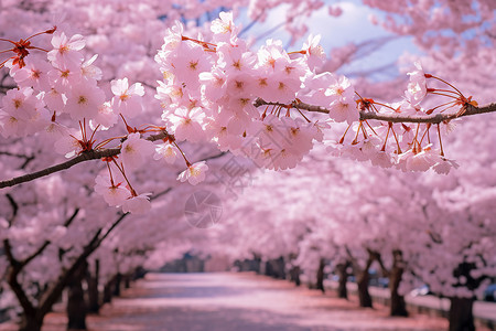 公园盛开的樱花树图片