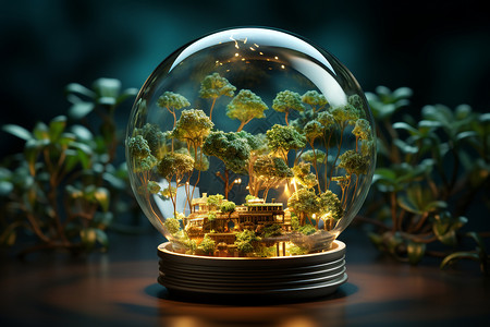 玻璃球里的植物图片