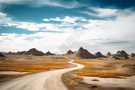 沙漠中间的土路图片