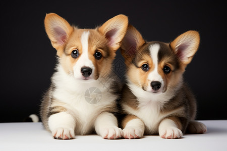 两只毛茸茸的小狗背景图片