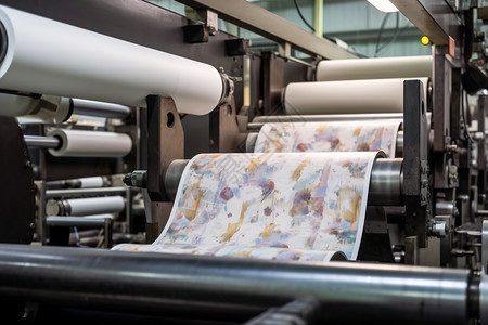 印刷工厂中的大型卷筒纸背景