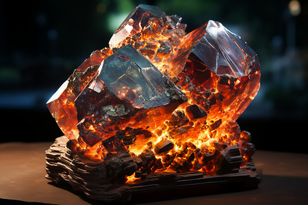 火焰燃烧的岩石背景图片
