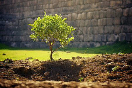 土地上生长的小树高清图片