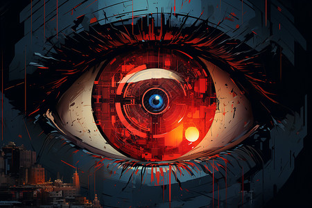 红色科幻眼球背景图片