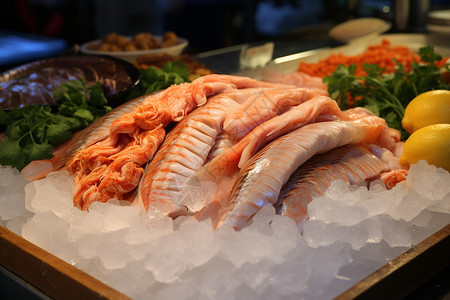海鲜市场里的食材图片