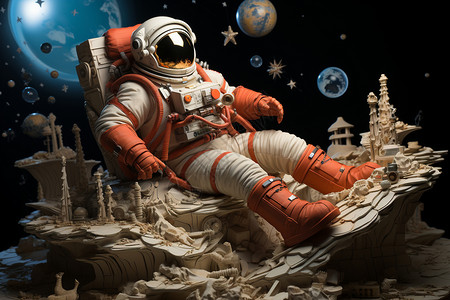 人舒适舒适休息的太空人设计图片