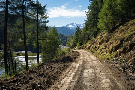 山间林地田园乡村的山间小路背景