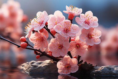 春天花园中盛开的美丽樱花高清图片