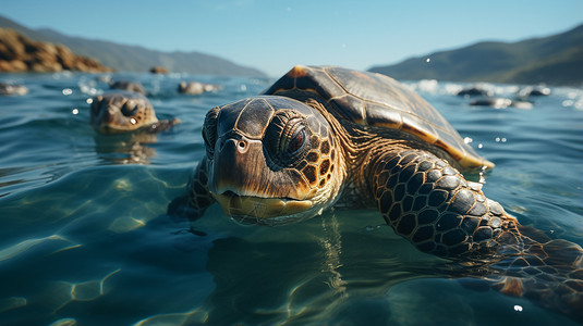 海洋生物的海龟背景图片