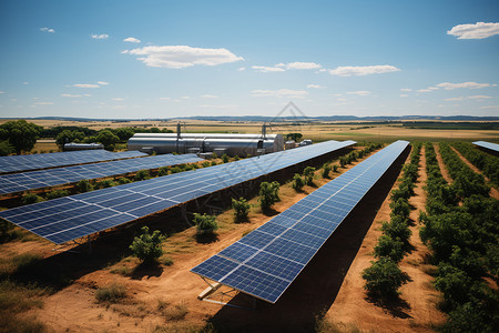 现代太阳能电池板农场图片