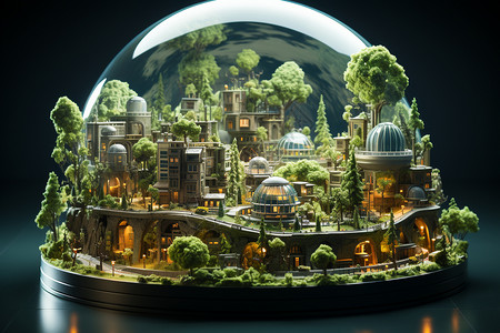 玻璃球里的城市图片
