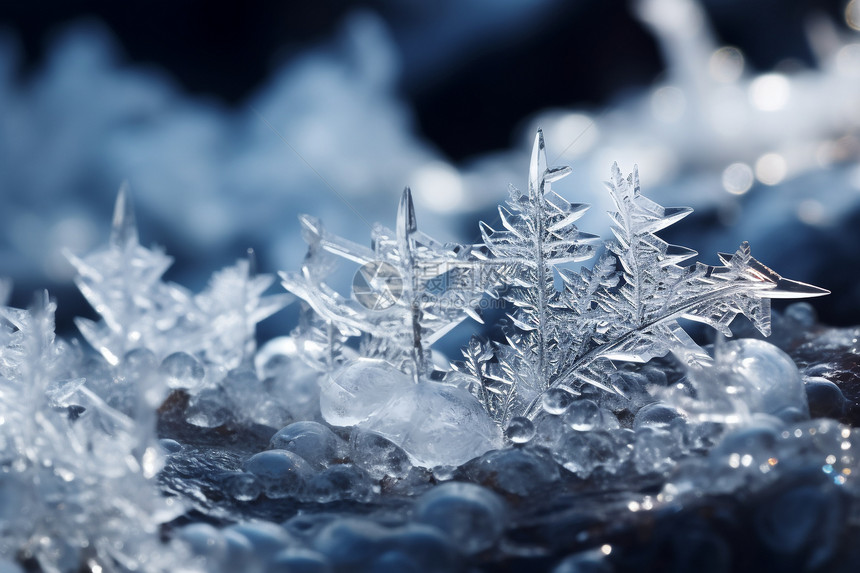 自然的雪花晶体图片