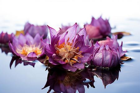 漂浮紫色花朵水上漂浮着的花朵背景
