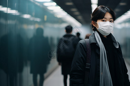 带着口罩的女子图片