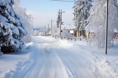 冬日的村庄景色图片