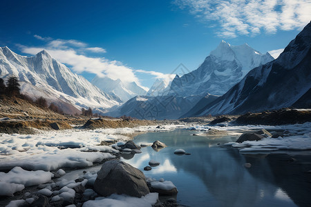 冰雪的雪山风景图片