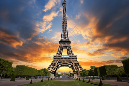 巴黎夜晚的铁塔背景图片