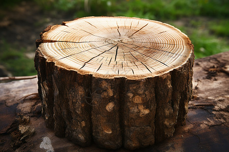 圆木环树桩上的木制环圈背景