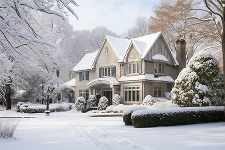 白雪覆盖的小屋图片