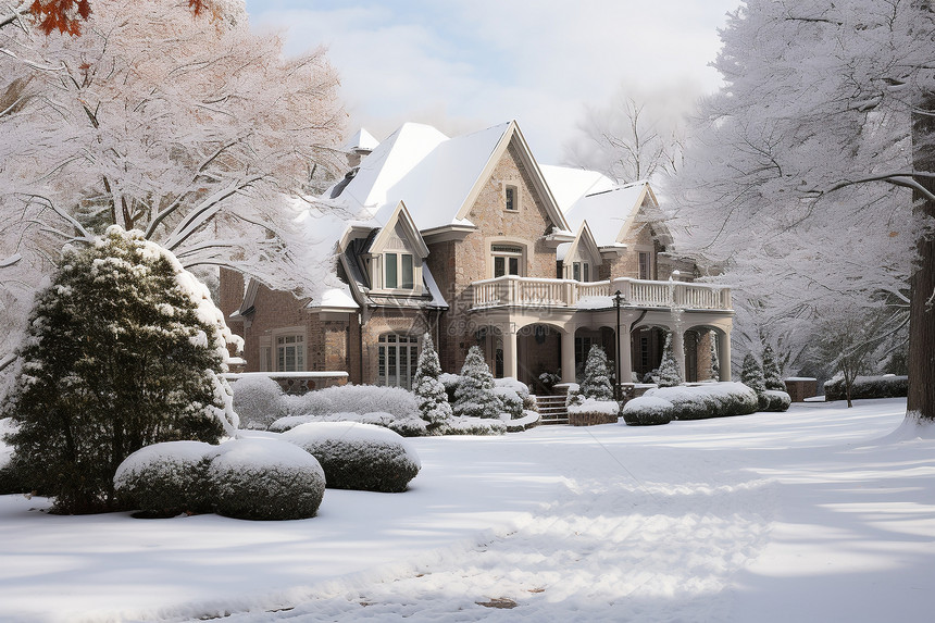 冬日里的房子图片