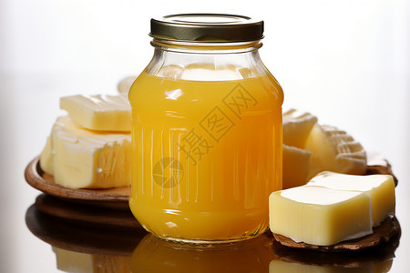 香甜面包香甜的蜂蜜与黄油背景