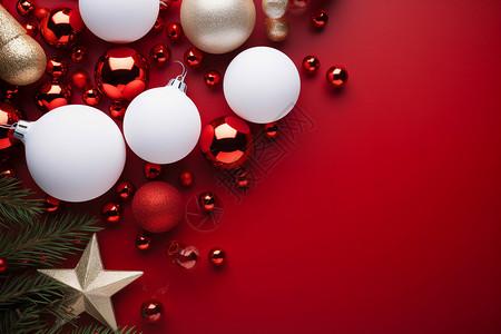 圣诞铃铛红白装饰的背景设计图片