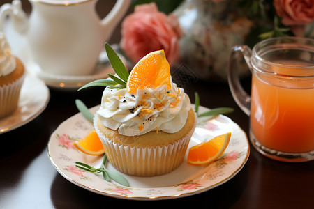 香橙杯子蛋糕背景图片
