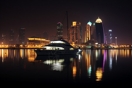 泊船夜晚航行的船只背景