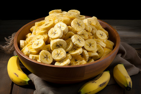 新鲜烤制的香蕉片图片