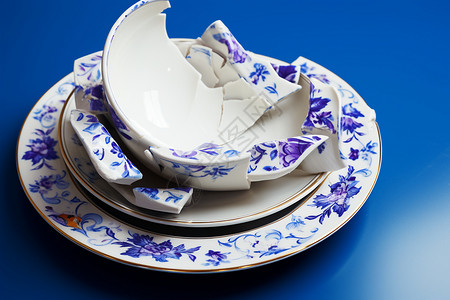 瓷器碎片破碎的餐具盘子背景