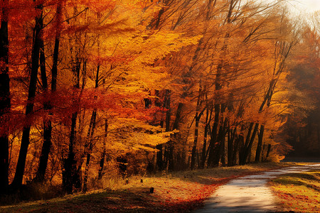 秋季森林的美丽景观背景图片